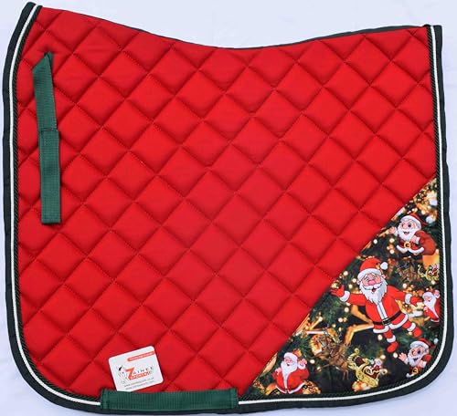 Christmas Santa Saddle Pad Set + Matching Ear Bonnet – Holiday Horse Riding Gear Festive Equestrian Gift Set Dressage, Hunter - size: DRESSAGE FULL
