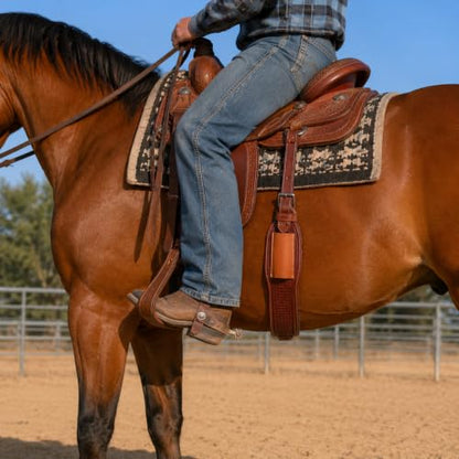 CHALLENGER Horse Western Basketweave Tooled Leather Rear Flank Saddle Cinch Billets 9780 - color: Tan
