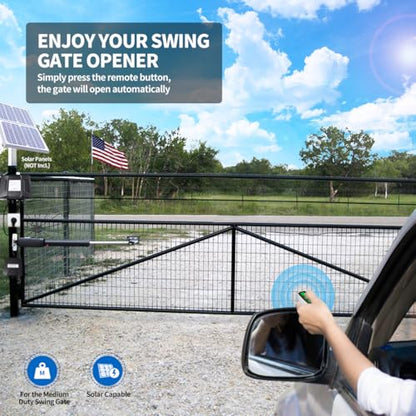 TOPENS A5131 Single Swing Gate Opener Medium Duty Automatic Gate Motor for Single Swing Gates Up to 16ft, Electric Driveway Gate Operator AC Powered with Remote Control Kit Solar Compatible - size: 550lbs