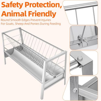 59" L Goat Feeder, Freestanding Outdoor Farm Livestock Feeder