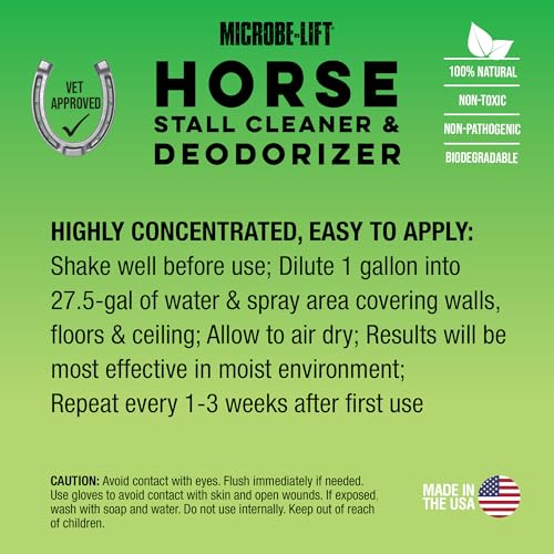 MICROBE-LIFT Horse Stall Cleaner and Deodorizer for Use in Stables, Barns, Use on All Surfaces and Supplies, Highly Concentrated and Safe Formula, Fresh Clean Scent, 1 Gallon - style: Stall Cleaner and Deodorizer