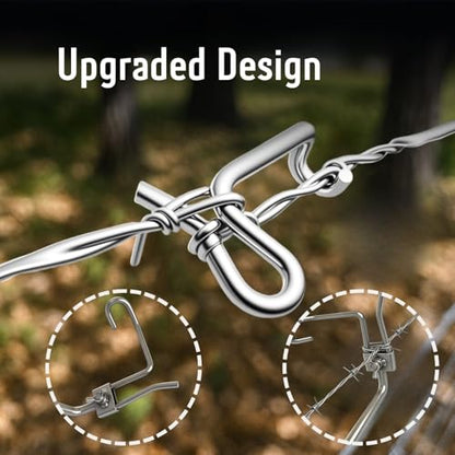 Fence Stretcher Tool Kit - 50-Pack 1/4" Wire Tightener Clips + Heavy-Duty Handle for Barbed Wire, Chain Link & Farm Fencing - Rust-Resistant Tensioner for Ranch, Garden, Pasture - style: 50-Pack