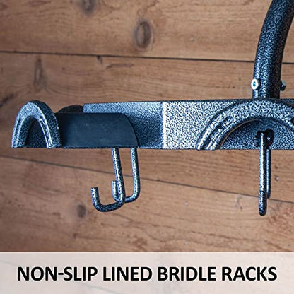EASY-UP Pro Non-Slip Carousel Tack Rack with Hooks | Color Gray Armor | Enhanced Tack Room Organization | Convenient Carousel Design | Non-Slip Racks