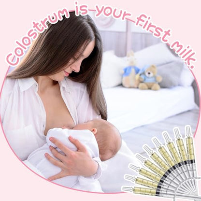 Trelaco 50 Sets 3 Ml Breast Milk Syringes No Needle Colostrum,3 Ml | Sterile Sealed with Caps and Cup, Baby Name Labels, Needle-free Harvesting for Storing Freezing Milk, For Postpartum Moms - size: 3 ml