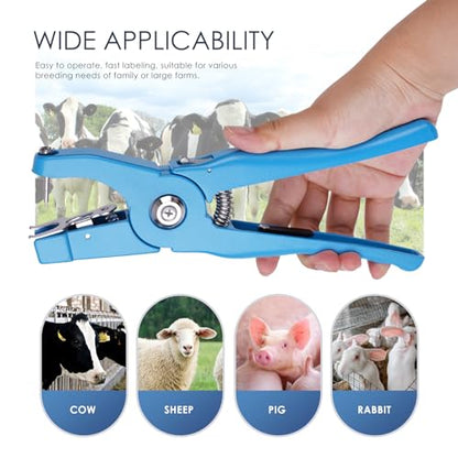 Cattle Ear Tagger Universal Livestock Ear Tag Pliers Applicator for Cattle Cow Pig Sheep Goat Livestock(Blue)