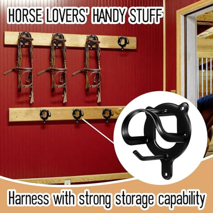 3 Pack Horse Bridle Rack Bridle Hooks – Metal Tack Hanger with Tubes & Screws for Horse Barn, Stable, or Garage Storage, Matte Black