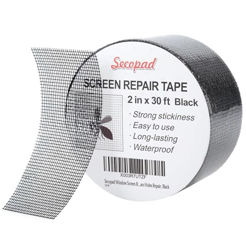 Secopad 2" x 360" (30FT) Screen Repair Tape, Screen Repair Kit, Black - color: Black, size: 2IN x 30FT