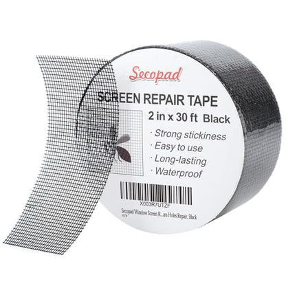 Secopad 2" x 360" (30FT) Screen Repair Tape, Screen Repair Kit, Black - color: Black, size: 2IN x 30FT