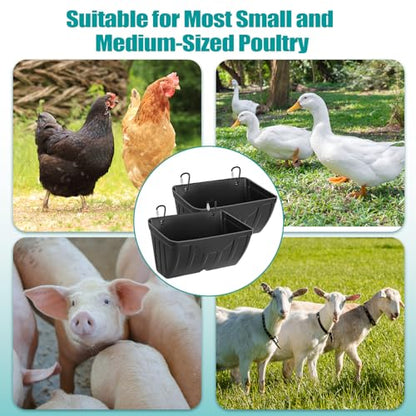 Chicken Feeder Waterer,Hanging Goat Feeders,5 Quart*3 Pack,Feeder Trough for Sheep Duck Poultry Dog, Fence Feeder Trough Livestock Feeding Container, Chicken Coop Accessories,Black - color: 3 Pack Black