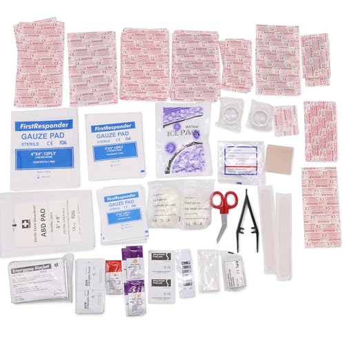 DMI 298-Piece Complete Emergency First Aid Kit, Treats Pain, Swelling, Cuts, Scrapes & Burns, Complete First Aid Guide Included, Clear Pocket Organization, Durable Zippered Travel Bag - size: 298 Piece