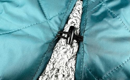 DOWN UNDER OUTDOORS Waterproof 350 GSM Fleece or Sherpa Stadium Blanket - color: Teal/Heather Grey