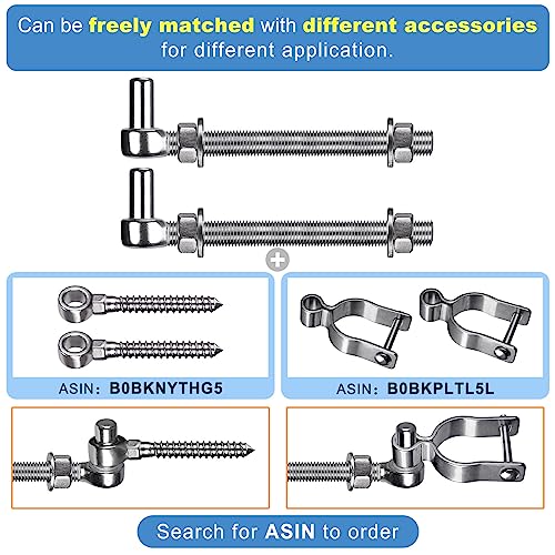 Insaga M16x 8'' J-Bolt Gate Hinge, 304 Stainless Steel J-Bolt Post Hinge for Farm Gate, 5/8" Male Pin J-Bolt Hinge for Chain Link Fence Gate, Gate Hinges for Metal Gates (4Pcs) - color: M16-8''-4PCS