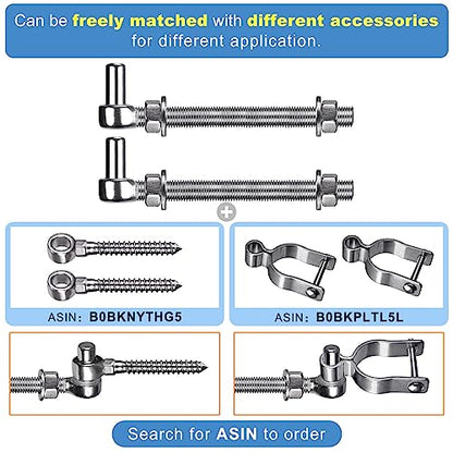 Insaga M16x 8'' J-Bolt Gate Hinge, 304 Stainless Steel J-Bolt Post Hinge for Farm Gate, 5/8" Male Pin J-Bolt Hinge for Chain Link Fence Gate, Gate Hinges for Metal Gates (2Pcs) - color: M16-8''-2PCS