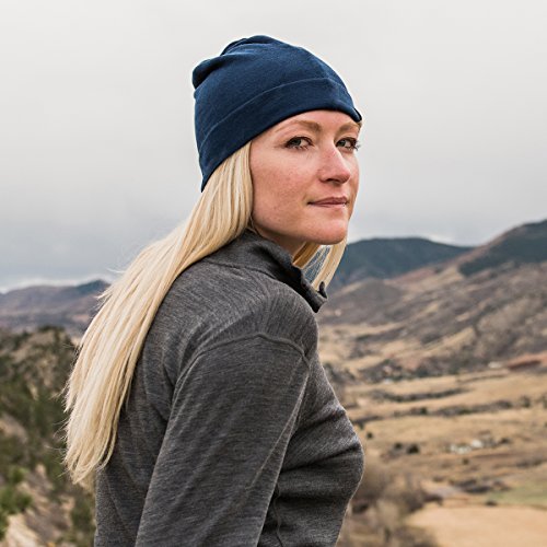 100% Merino Wool Cuff Beanie - Mens & Womens Warm Winter Hat - Watch Cap - Toque - Novelty Beanie - One Size Fits Most - color: Navy Blue