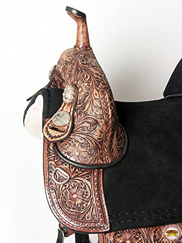 HILASON Western Horse Treeless Trail Barrel American Leather Saddle | for Horses - size: 13 In