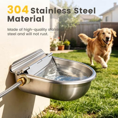 Automatic Dog Water Bowl Dispenser 304 Stainless Steel Dog Waterer - color: Standard without Drain Plug