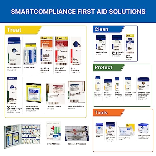 First Aid Only 746000 SmartCompliance 50-Person ANSI A+ and OSHA Compliant First Aid Kit for Business, Large Metal First Aid Cabinet with Medications, 241 Pieces