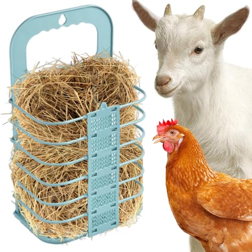 Ouliget Foldable Horse Ivestock Feeder,Wall Mount Hay Rack,Fowl Feeder Veggie Fruit Basket,Hay Feeder for Goats Sheep for Slow Feeding,18.1x6.3x9.8 inch