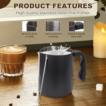 Milk Frothing Pitcher, Steaming Pitchers Stainless Steel Milk/Coffee/Cappuccino/Latte Art Barista Steam Pitchers Milk Jug Cup with Art Pen, 20oz - size: 20 Ounces