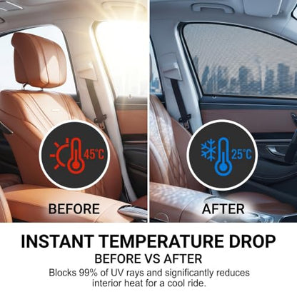 4 PCS Car Window Sunshade Mesh, Heat Block Double-Layer Side Window Shades, Breathable High-Density Glass Glass Protection Curtain, Fit for Most SUVs (Black #SUV) - color: Black #SUV