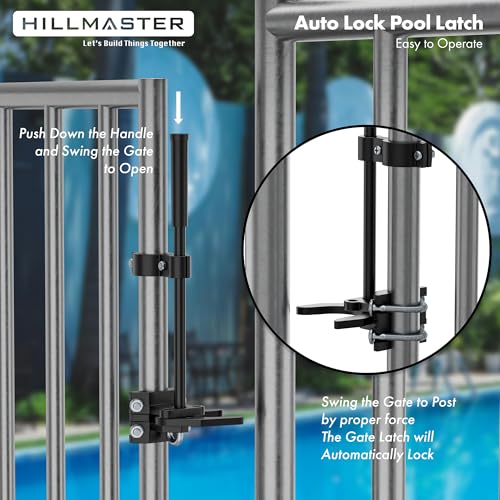 Auto Pool Gate Latch,Chain Link Child Safety Pool Latch for Chain Link 1-3/8" Gate Frames and 1-7/8" Gate Posts,Push Style Pool Latch for Outdoor Fence Self-Latching Pool Latch with Spring Closer - size: 1-3/8"x1-7/8"