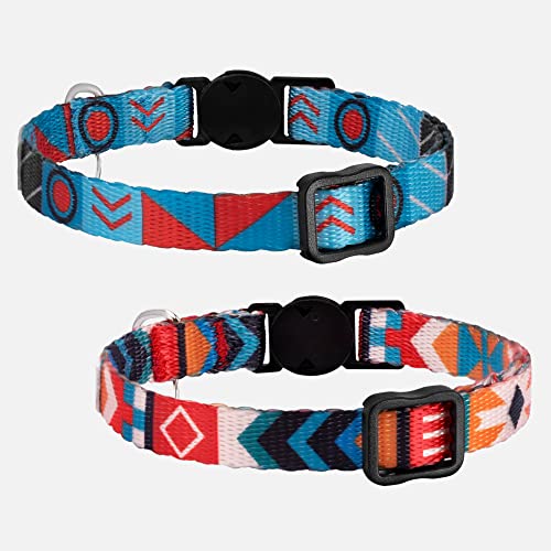 Tribal Aztec Cat Collar 2-Pack, Breakaway with Bell - color: Sunny Ethnic & Tribal