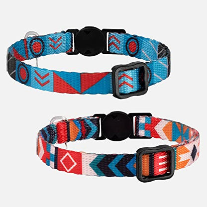 Tribal Aztec Cat Collar 2-Pack, Breakaway with Bell - color: Sunny Ethnic & Tribal