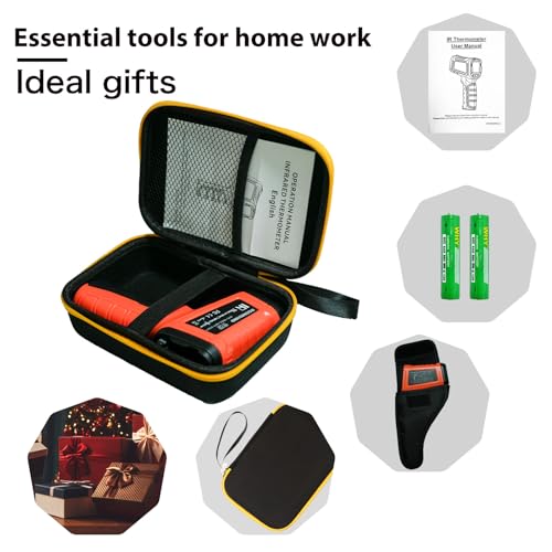 58°F to 2732°F Infrared Thermometer Gun, Industrial 50:1 Ratio - color: Orange/-58°F to 2732°F-Carrying Case