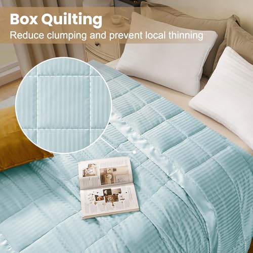 downluxe King Size Blanket with Satin Trim, Lightweight Down Alternative King Blanket for All Season, Machine Washable (Cool Blue, 108 x 90 Inch) - color: Cool Blue, size: King