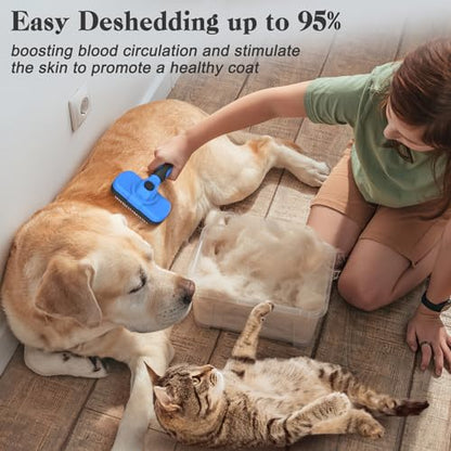 Swihauk Self Cleaning Slicker Brush - Skin Friendly Deshedding Grooming Tool for Dogs & Cats, Suitable for Shedding & Haired Pets, with Pet Supplies Accessories, Blue - color: Blue