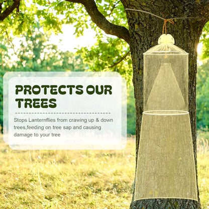 Qualirey 2 Pack Spotted Lanternfly Trap Lanternfly Killer for Tree,Yellow | Circle Traps for Lantern Flies Mesh Lanternfly Catcher with Jute Rope and Nails Outdoor Insect Bug Trap to Protect Trees - color: Yellow