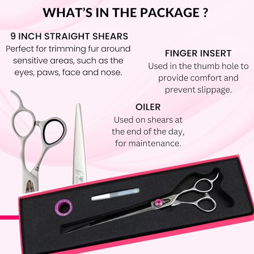 Kenchii Love Dog Grooming Shears, 9in Straight - size: 9.0" Straight