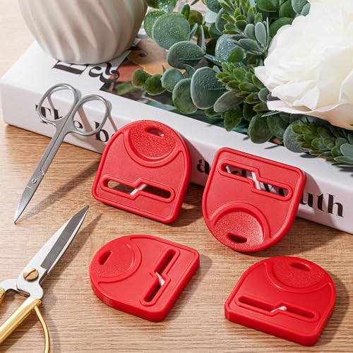 Lasnten 4 Pcs Scissor Sharpener Tool, Mini Handheld Fabric Hair Scissors Pocket Knife Sharpener Sharpening Tool for Repair Quickly Sharpen Dull Blades (Red Style)