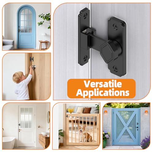 Sliding Barn Door Lock, 90 Degree Flip Security Gate Latch - color: Black-2 Pcs