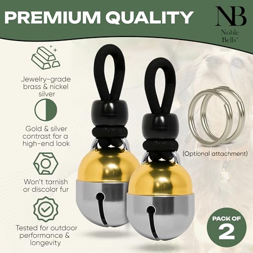Noble Bells Handmade Cat or Dog Collar Bell, Extra Small | Pair of Bells, Extra Loud, Premium Brass and Nickel Silver, Made in USA - size: Extra Small