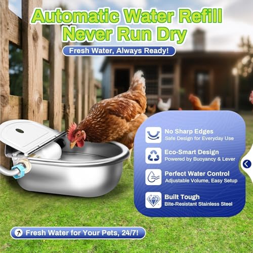 Automatic Animal Drinking Water Bowl with Float Valve, Extended Pipe,3L Stainless Steel Waterer Feeder Farm Dog Dispenser Kit Self Filling for Livestock Horse Goat Water Trough - size: 71" Hose