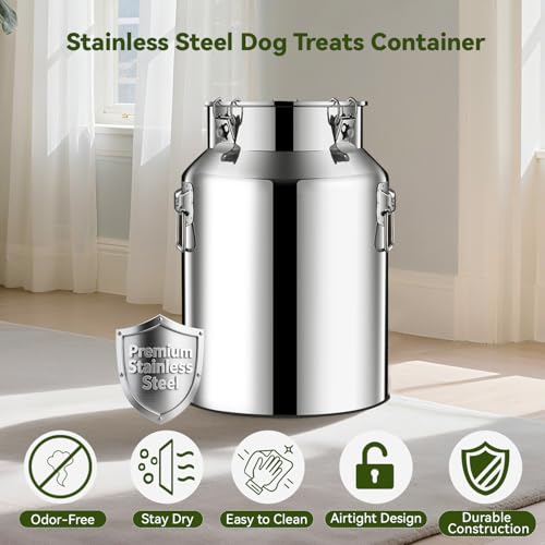 Newget 16lb Stainless Steel Dog Food Storage Container with Scoop - size: 16 lb