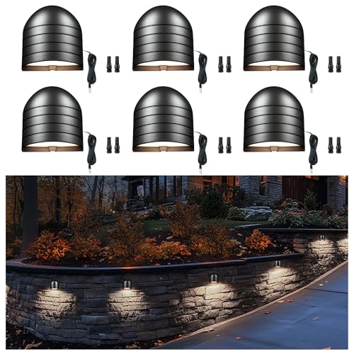 Low Voltage Deck Lights - Landscape 12V LED Step Lights Outdoor, 2700K/3000K/3500K/4000K/5000K Selectable, IP65 Waterproof Aluminum Black Lighting for Stair Yard Patio Fence 6 Pack - color: Black (Wiring Required), size: 6 Pack
