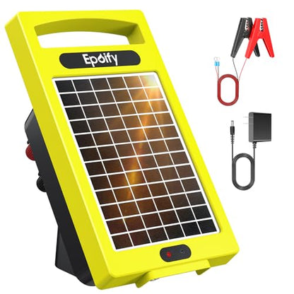 24-Hour Solar Electric Fence Charger, 0.32J, 20-Mile for Livestock - color: Yellow