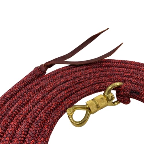 PARELLI 22 Foot Line Ground Training Rope - Strong Everyday Use All-Purpose Large Horse Lead Rope with Loop & Latigo Popper | 9/16" Diameter Smooth Yachting Braid, Burgandy Red - color: Burgundy Red