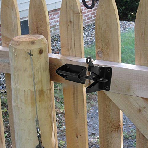 JIAHOO Heavy Duty Gate Latch for Wooden Fence with Cable Pull Opener