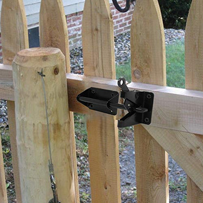 JIAHOO Heavy Duty Gate Latch for Wooden Fence with Cable Pull Opener