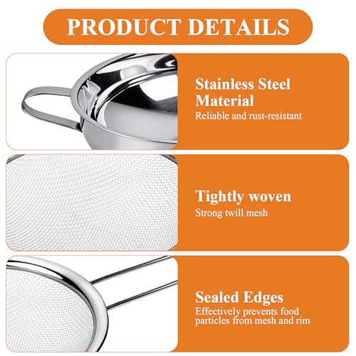 Supkiir 4 Pcs Stainless Steel Funnels with Fine Mesh Strainer, 1.4 Inch/2.1 Inch Stainless Steel Funnel for Kitchen Use, Wide & Narrow Mouth Canning Funnels Set for Spices Juices Powders Coffee Beans