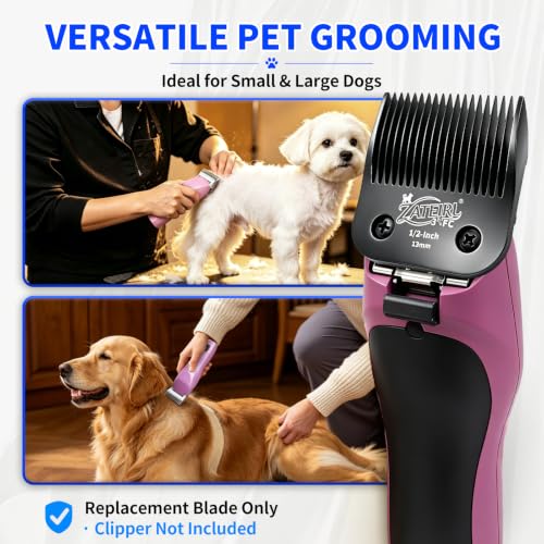Size 3-3/4FC Detachable Pet Grooming Clipper Blade with Steel Cutter, 1/2 Inch (13 mm) Cut Length, Black, Compatible with Andis, Oster A5, Wahl KM10, 1 Pack - color: Black, size: 3-3/4FC 13mm
