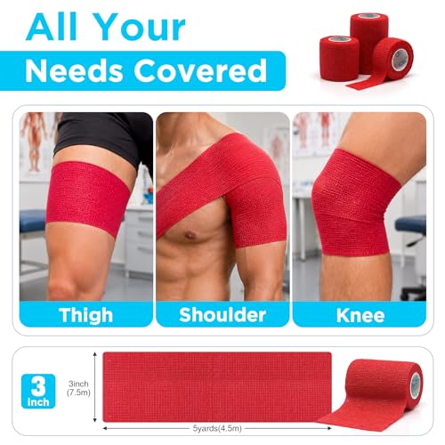 OK TAPE Self Adhesive Bandage Wraps, 36 Pack 1"/2"/3" x5Yd Athletic Tape