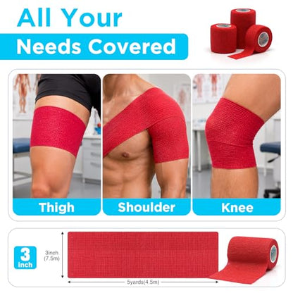 OK TAPE Self Adhesive Bandage Wraps, 36 Pack 1"/2"/3" x5Yd Athletic Tape