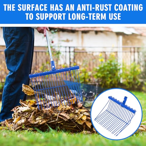 Tandefio 1 Pack Manure Fork Replacement Head Metal Pitchfork Horse Manure Rake Garden Pitch Fork Replacement Head with Angled Tines for Horse Stall Poop Picking up(Blue)