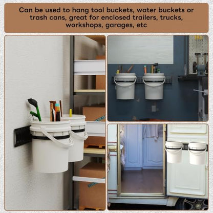 lesolar 2 Pcs E Track 5 Gallon Bucket Holder, Wall Mounted Bucket Hanger - style: 2pcs