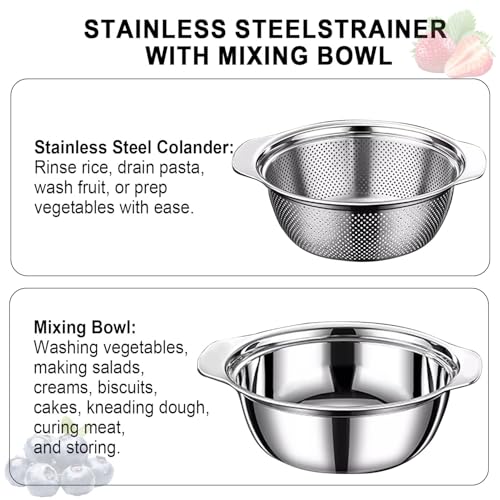 Stainless Steel Colander, 2.5 QT 9.85 Inch Colander for Kitchen with Handle - size: 2.5 QT