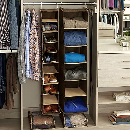 Household Essentials 66612 Sweater Storage Bags | Set of 2 | Coffee Linen,Brown/Clear - size: Sweater Bags